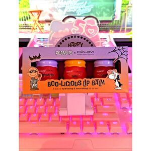 Peanuts X Celavi Lip Balm Oil Snoopy Halloween Boo-licious 3 Piece Cherry Rose